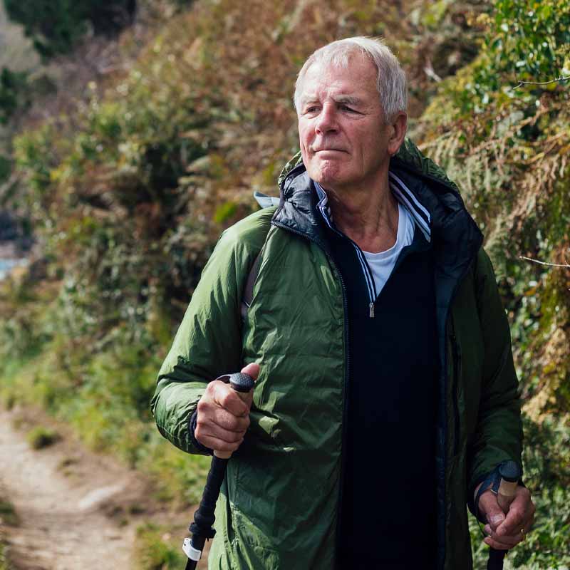 Man out walking in the country