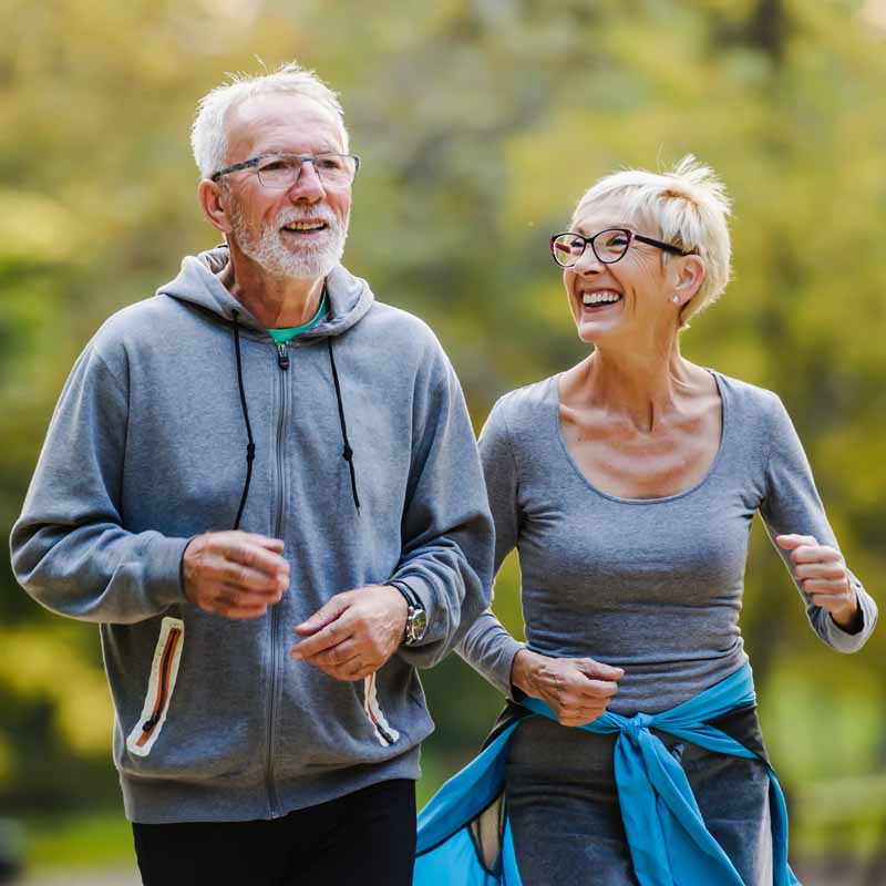 Old couple running