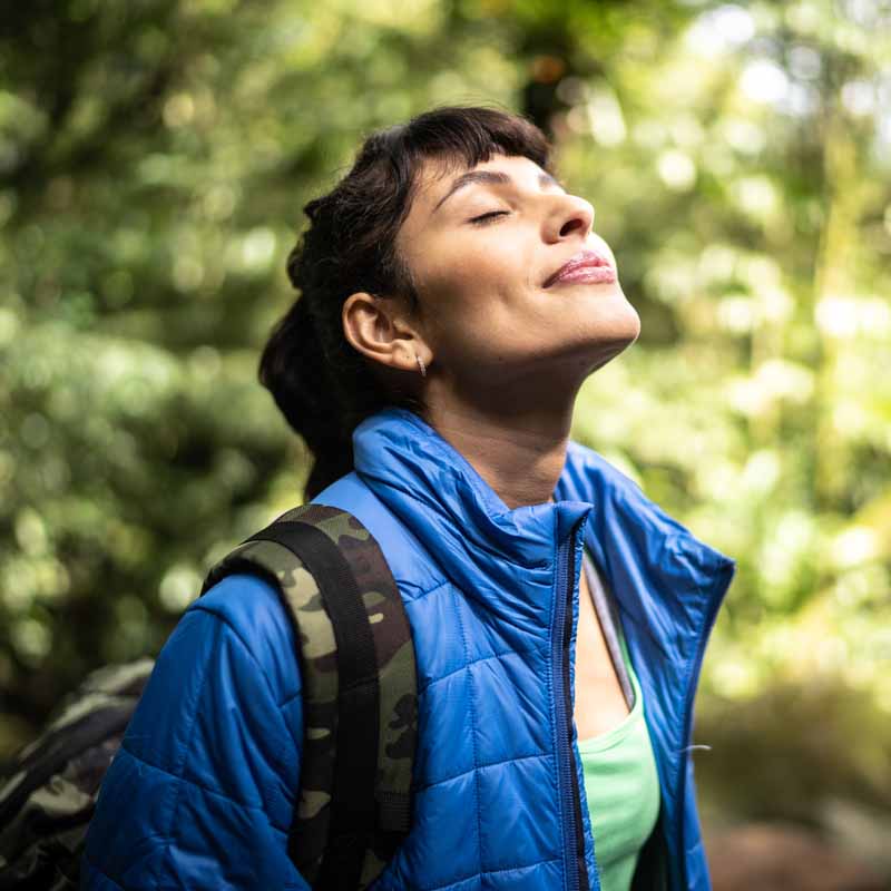 Woman breathing fresh air